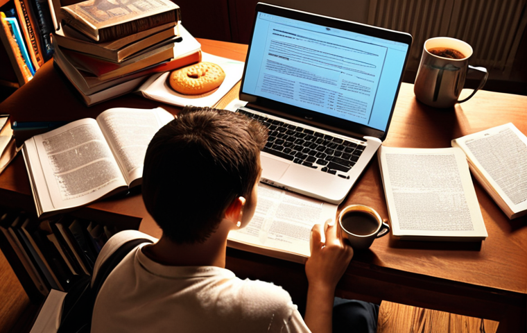**
Prompt: *A stressed student surrounded by books and study materials, illuminated by the light of a laptop displaying a real estate regulation document. Add Turkish coffee and a small reward snack nearby. The overall atmosphere is one of determination despite the stress.*
**
