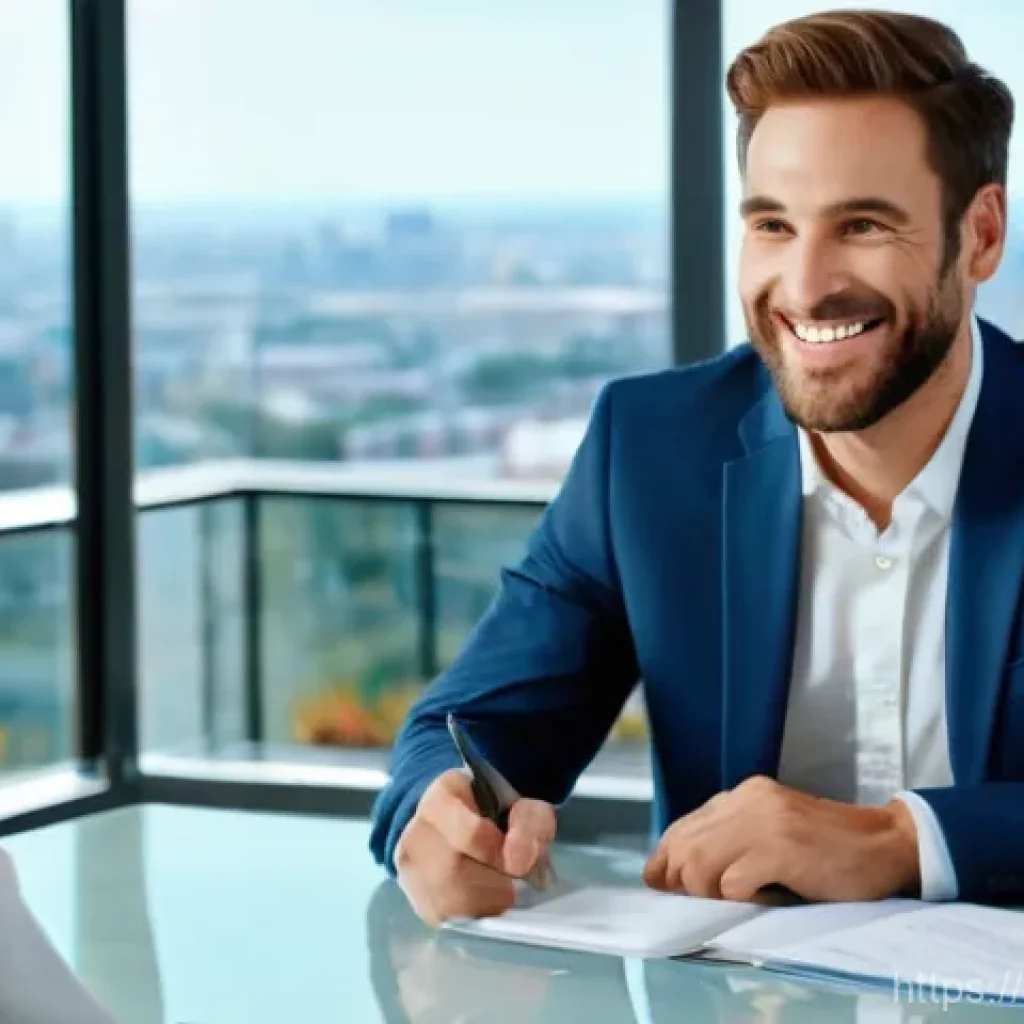 공인중개사와 부동산 거래 분쟁 해결 사례 - **Prompt:** A trustworthy and professional real estate agent, a man in his late 30s with a reassurin...