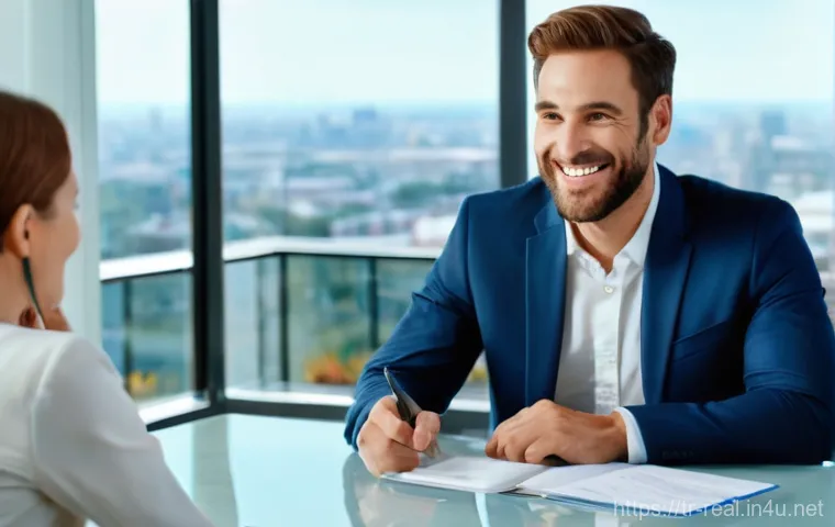 공인중개사와 부동산 거래 분쟁 해결 사례 - **Prompt:** A trustworthy and professional real estate agent, a man in his late 30s with a reassurin...