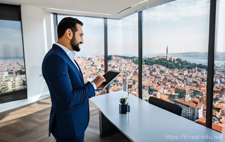 공인중개사 자격증의 가치와 한계 - **Prompt:** "A highly professional and modern Turkish male real estate consultant, in his late 30s t...