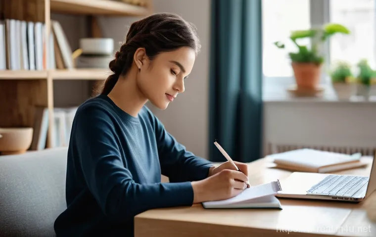 공인중개사 시험 준비를 위한 최신 동영상 활용 - **Prompt:** A young, ambitious woman in her late 20s is sitting at a modern, clean desk in her home,...