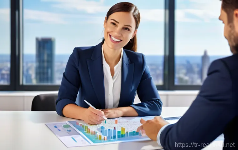 공인중개사 부동산 계약 사례 연구 - Professional Real Estate Consultant Guiding Clients**
A confident and trustworthy female real estate...