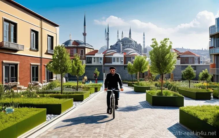 공인중개사 부동산 시장 트렌드 - **Urban Renaissance in Istanbul's New District**
A vibrant, sun-drenched cityscape depicting a n...