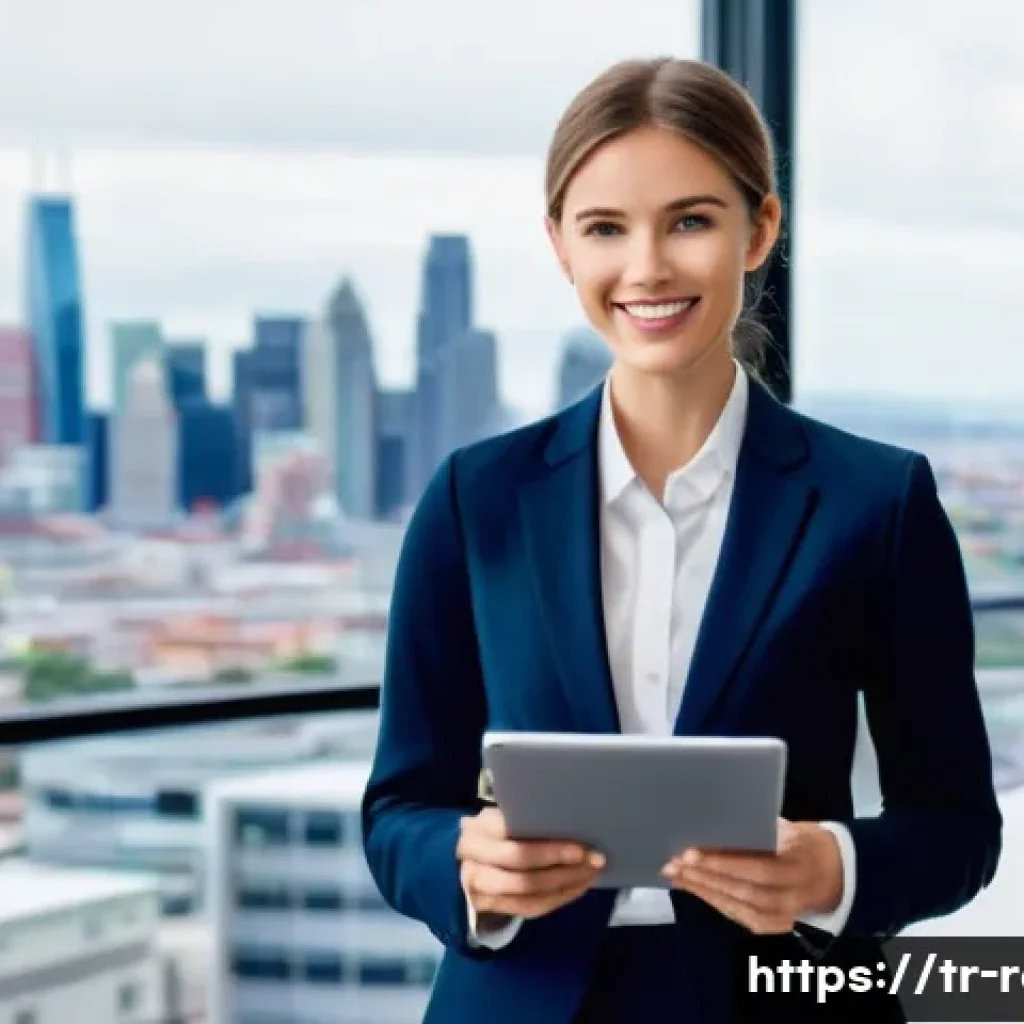 공인중개사 자격증을 통한 경력 전환 - A confident, young real estate professional, either male or female, dressed in sharp business casual...