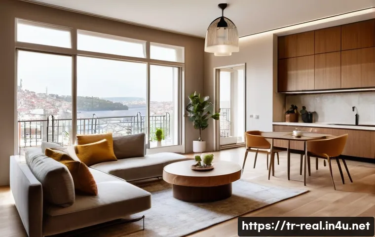 공인중개사 부동산 광고 사례 분석 - **Prompt:** A meticulously captured interior shot of a contemporary, sunlit living room in a spaciou...