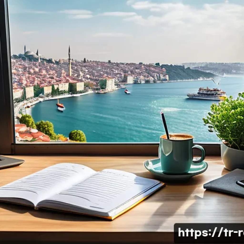 공인중개사 시험 준비를 위한 플래너 사용법 - A modern and cozy home office setup in Istanbul, featuring a sleek ergonomic chair and a wooden desk...
