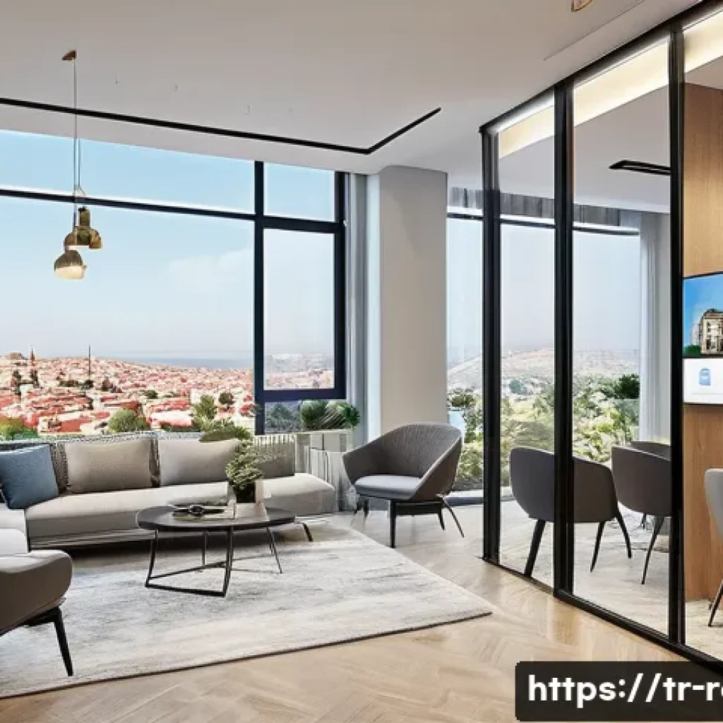 공인중개사와 부동산 관련 최신 사례 연구 - A modern real estate agent office in Istanbul Ümraniye district showcasing advanced technology use: ...