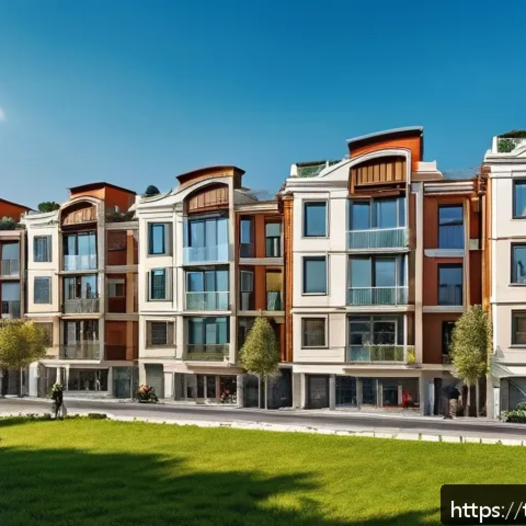 공인중개사와 부동산 청약 노하우 - A vibrant urban real estate market scene in Istanbul, featuring diverse modern apartment buildings n...