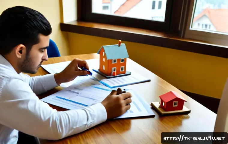 공인중개사 시험 대비 독창적인 학습 전략과 관련된 사례 - Photorealistic Turkish real estate licensing exam preparation scene, focused young adult study group...
